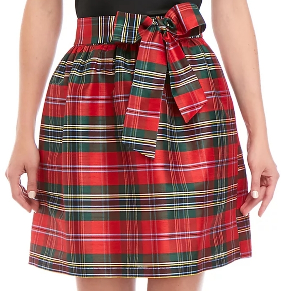 Crown & Ivy Plaid Skirt with Bow Sz 14-NWOT - Picture 1 of 4